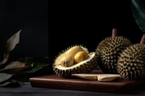 Premium Photo Fresh Durian Fruit On The Dark Surface