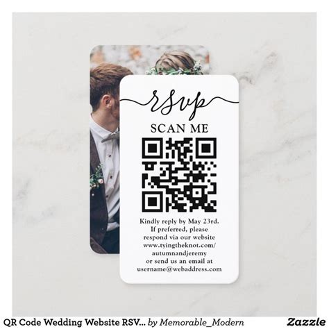 QR Code Wedding Website RSVP Photo Enclosure Card Zazzle Wedding