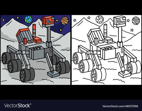 Curiosity mars rover coloring page Royalty Free Vector Image