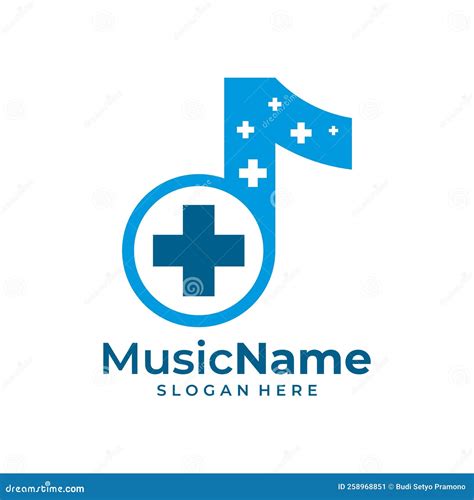 Health Music Logo Vector Music Plus Logo Design Template Stock