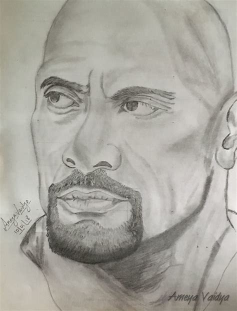 Dwayne Johnson Pencil Sketch Pencil Sketch Pencil And Paper Male Sketch