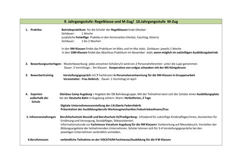 Berufliche Orientierung 7 10 Klassen Mittelschule Königsbrunn