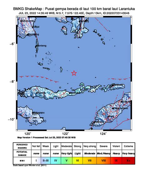 BMKG On Twitter Gempa Mag 5 7 23 Jul 22 14 35 46 WIB Lok 7 57 LS