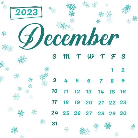 December Calendar Hd Transparent, Winter December Calendar 2023 ...