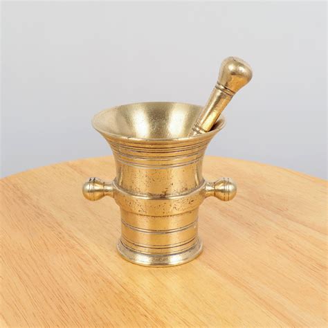 Antique Mortar And Pestle Vintage Solid Brass Kitchen Etsy Brass Kitchen Accessories Mortar