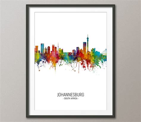 Johannesburg Skyline Johannesburg South Africa Cityscape Art - Etsy