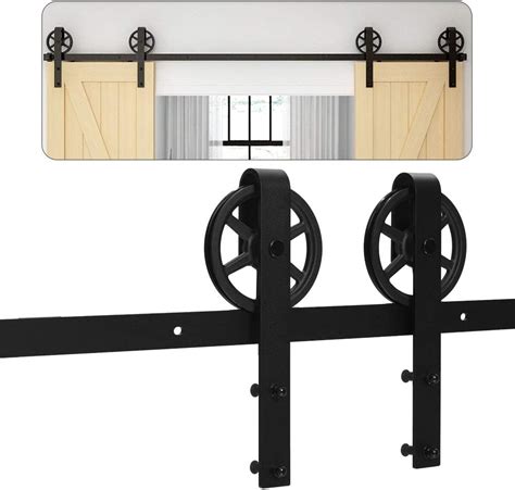 Ft Cm Noir Grange En Bois Double Ensemble De Hardware Porte