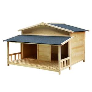 maocao hoom Durable Wood Waterproof Dog Houses with Porch for Winter in ...