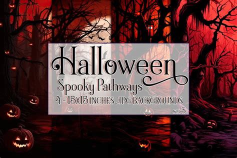 Halloween Backgrounds, 15x15 Halloween Spooky Path, set 3