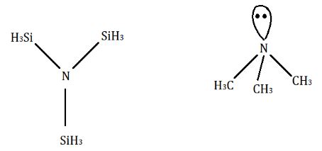 Structures of $ N{(C{H_3})_3} $ and $ N{(Si{H_3})_3} $ are different ...