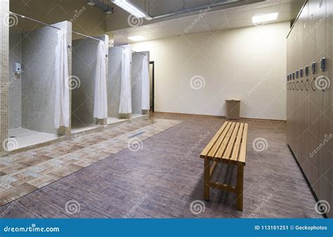 Public Shower Interior With Everal Showers Stock Image Image Of