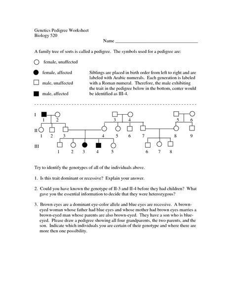 15 Pedigree Worksheet With Answer Key Free Pdf At