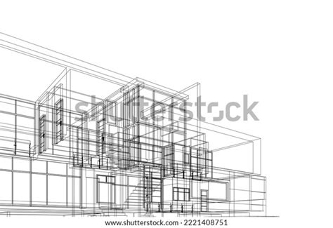 Architectural Drawing Modern House Vector Illustration Stock Vector ...