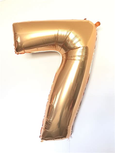 Gold Number 7 Balloon Seventh Birthday Balloons Mylar Number