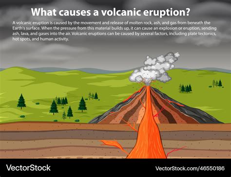 What causes a volcanic eruption Royalty Free Vector Image