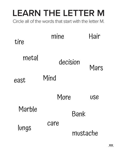 Letter M Worksheets - 50 FREE Printables | Printabulls