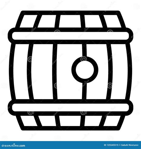 Beer Barrel Line Icon Wooden Beer Cask Vector Illustration Isolated On