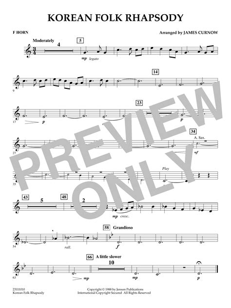 Korean Folk Rhapsody F Horn By James Curnow Sheet Music For Concert