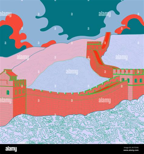 Great Wall Of China Line Art Stock Vector Image And Art Alamy