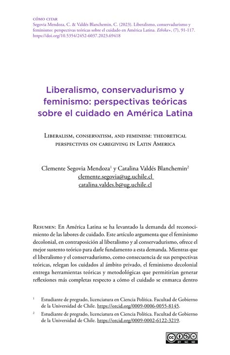 PDF Liberalismo conservadurismo y feminismo perspectivas teóricas