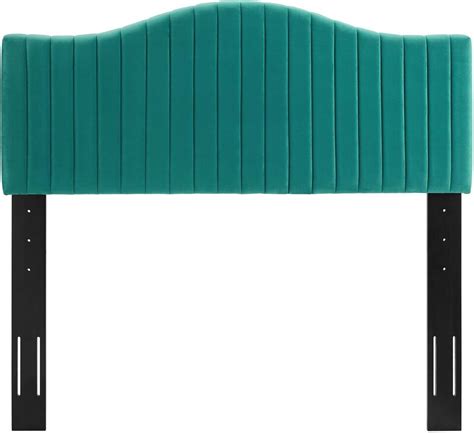 Brielle Channel Tufted Performance Velvet Twin Headboard In Teal By