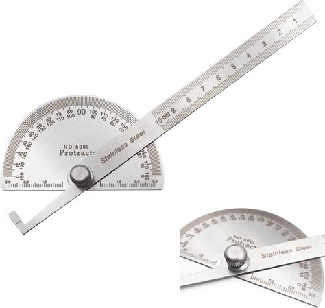 Forogore Stainless Steel Protractor Degrees Two Arm Ruler