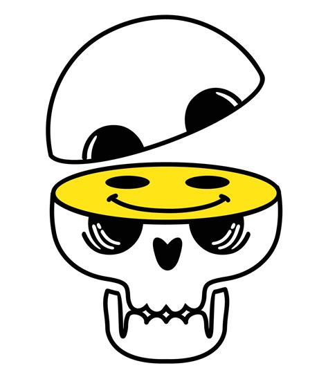 Smiling Skull Skeleton Smiley Face Half Skull Emoticons Emojis Retro