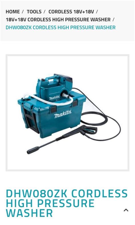 Makita DHW080ZK Cordless High Pressure Washer (Bare Unit), Everything ...