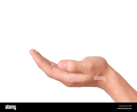 Image Of Hand Holding An Object On White Background Stock Photo Alamy