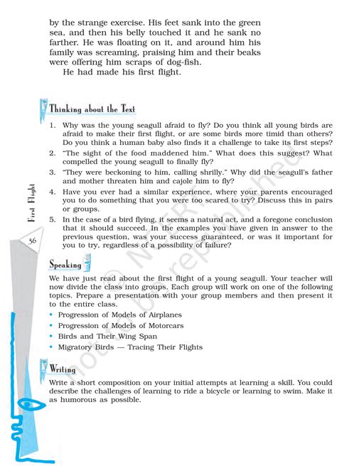 Ncert Book Class 10 English Chapter 3 Two Stories About Flying