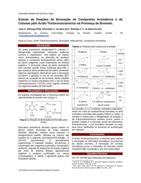 Pdf Estudo De Rea Es De Broma O De Compostos Arom Ticos E De Sec