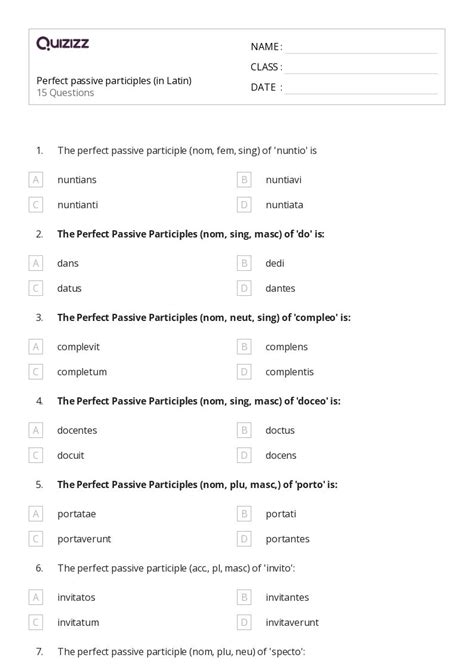 Participles Worksheets For Th Grade On Quizizz Free Printable