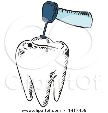 Clipart Of A Tooth Getting Dental Work Done Royalty Free Vector