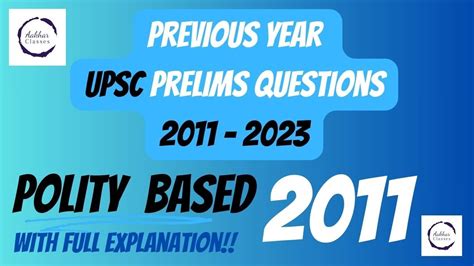 PREVIOUS YEAR UPSC POLITY QUESTIONS 2011 2023 YouTube