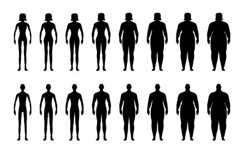 BMI Classification Chart Measurement Man And Woman Black Icon Set Male