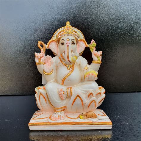 Marble Ganesh Murti (8 inches height) - Artistart