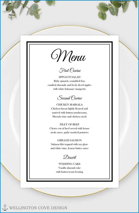 √ Free Printable Menu Template Word