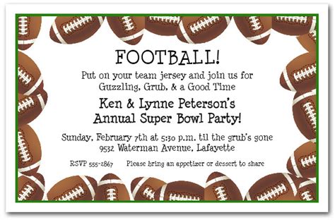 Football Border Super Bowl Party Invitations