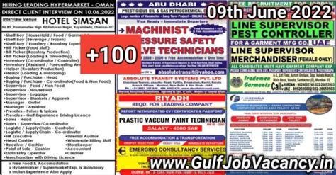 Gulf Job Vacancies Newspaper 09 June 2022