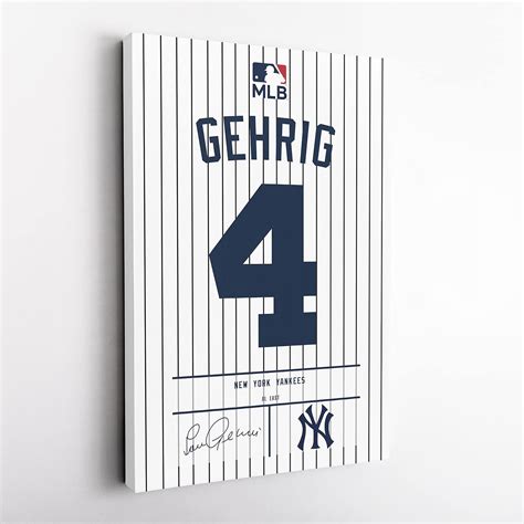 Amazon Mw Merwezi Lou Gehrig Jersey Art New York Yankees Mlb Wall