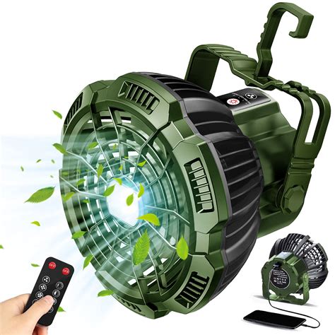 Roamrider Rechargeable Camping Tent Fan With Led Light And Remote Control