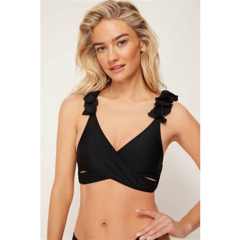 Trendyol Black Triangle Frilly Bikini Top EPonuda