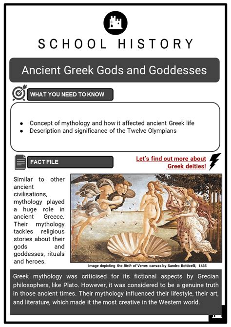 Ancient Greek Gods And Goddesses Facts Worksheets Names History