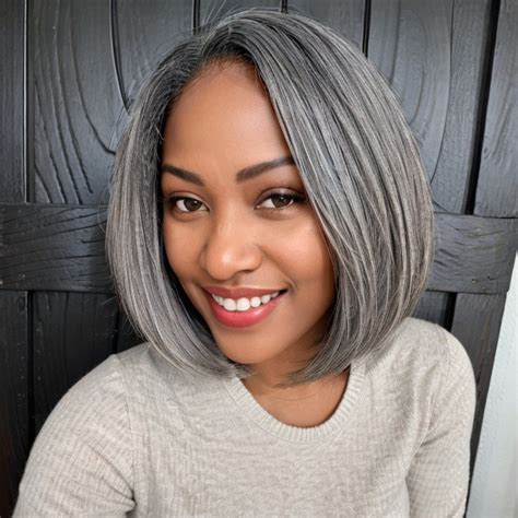 Trendy Color Salt And Pepper Side Part Straight Bob Glueless 5x5 Clo