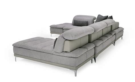 David Ferrari Horizon Modern Grey Fabric Grey Leather U Shaped