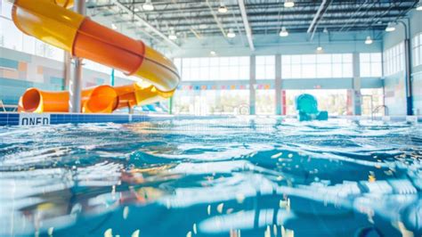 Indoor Swimming Pool with Water Slide Stock Image - Image of poolside ...