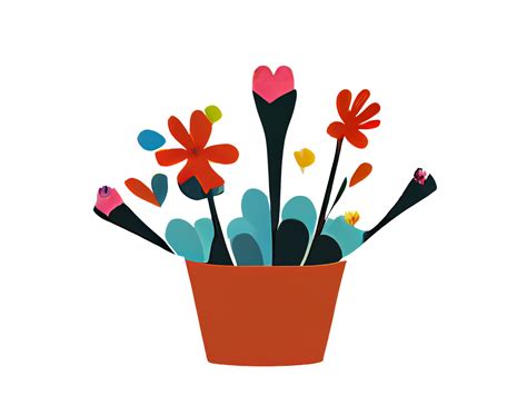 Colorful Flower Pot Digital Art Clipart Graphic by lockandpage ...