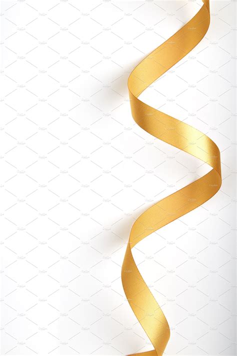 Gold Ribbon On A White Background Stock Photos Creative Market