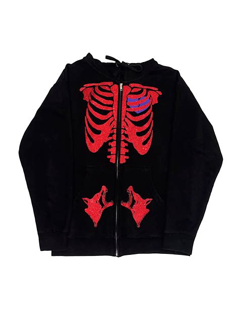 Women Y2k Zip Up Hoodie Skeleton Portrait Oversized Jacket Sweatshirt