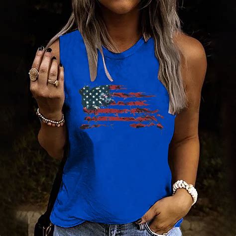 Breaise Womens 4th Of July Tank Tops Plus Size Patriotic American Flag